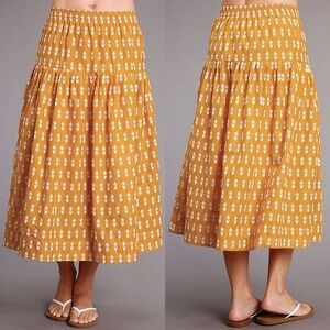 Stetson‎ Women's Yellow Aztec Schiffli Prairie Western Midi Skirt Cotton Size XL